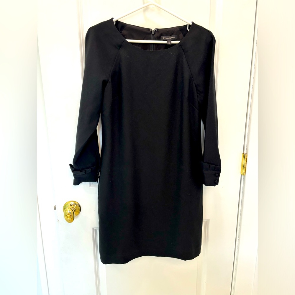 Banana Republic Black Dress with Ruffle sleeves